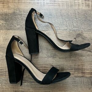 Plain black block heels